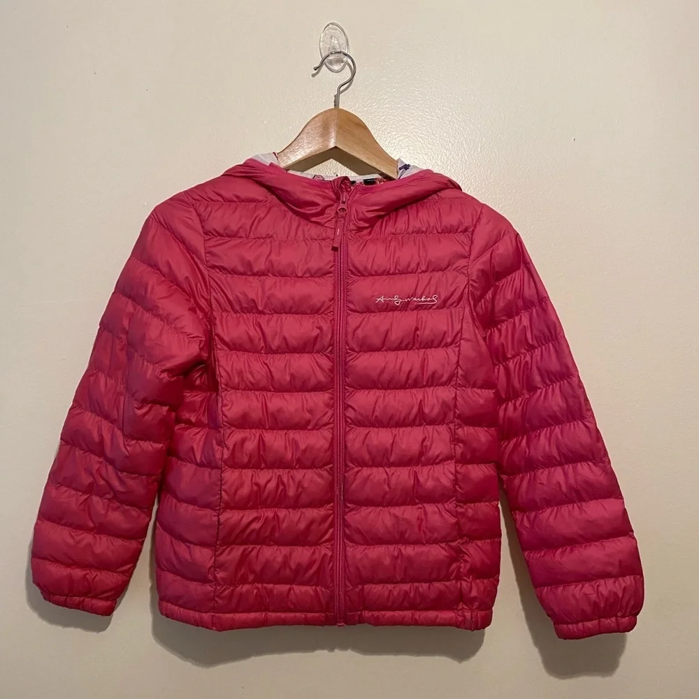 UNIQLO ANDY WARHOL Pink Puffer Jacket. Size 9/ 10